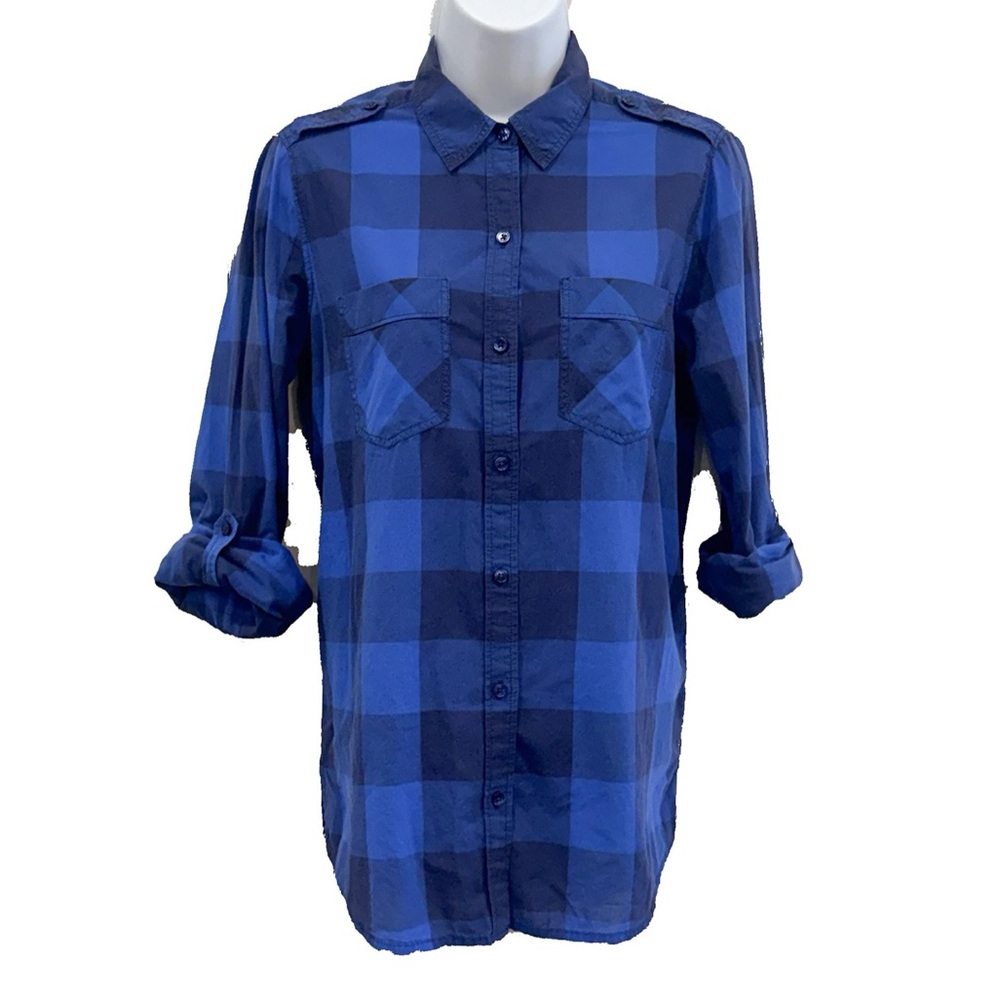 Express Blue Boyfriend Button-Up Shirt
